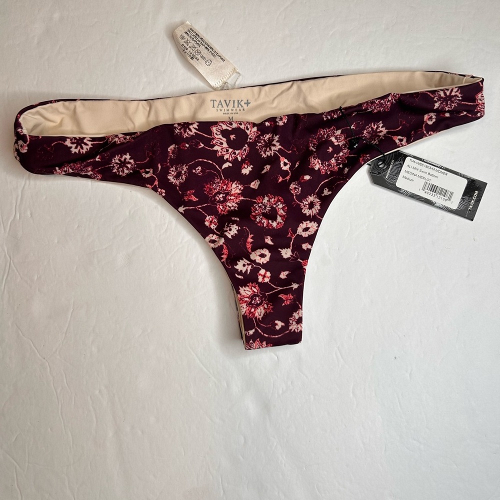 NWT TAVIK MEDINA MERLOT Women’s SWIM BOTTOM Minimal COVERAGE. Swimwear Size M